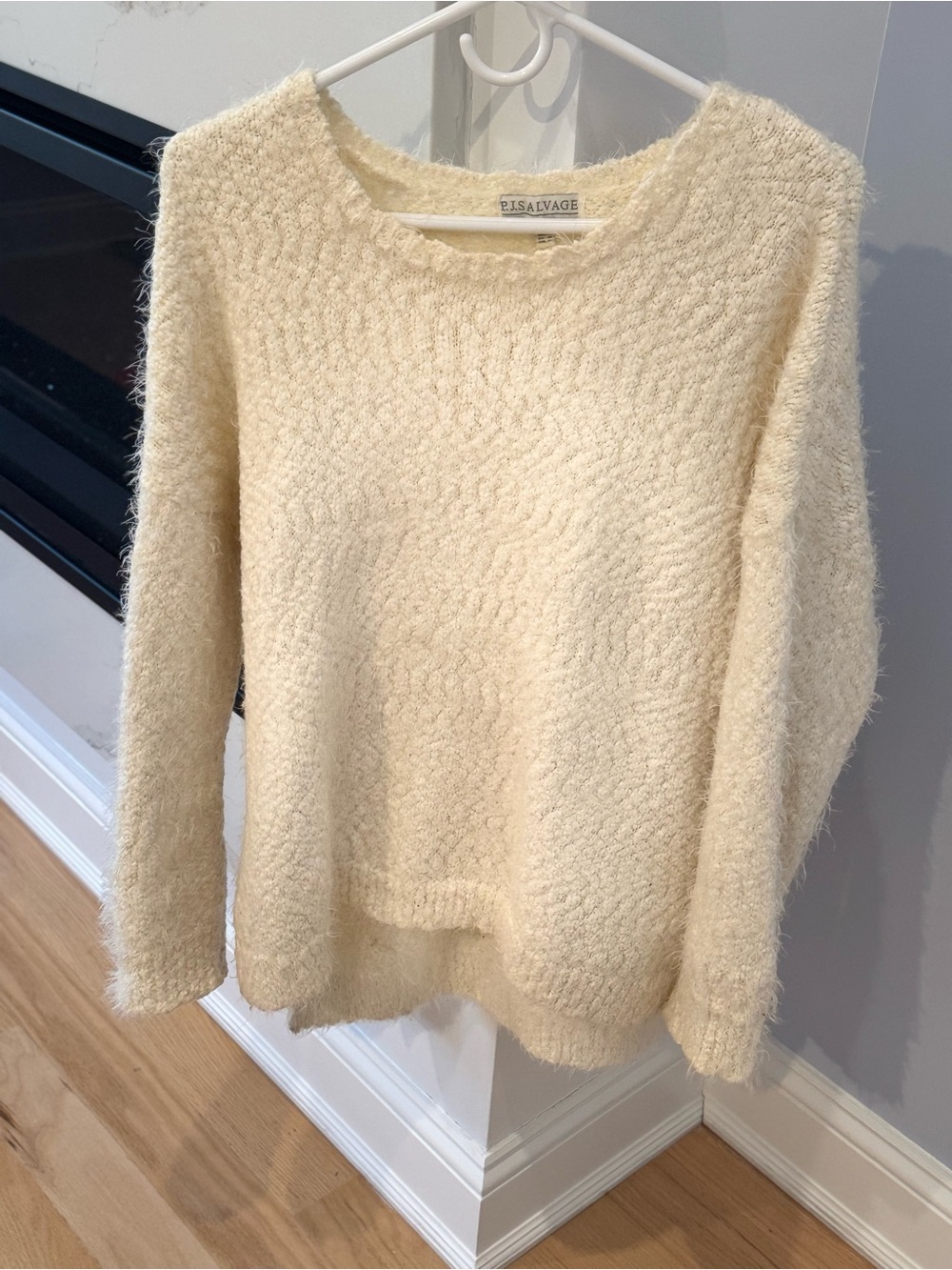P.J. Salvage Soft Cream Textured Crewneck Sweater